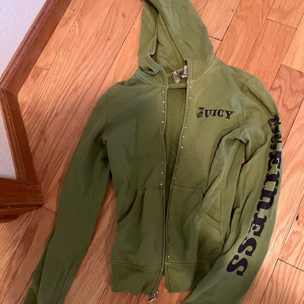 vintage juicy couture green zip up sweatshirt